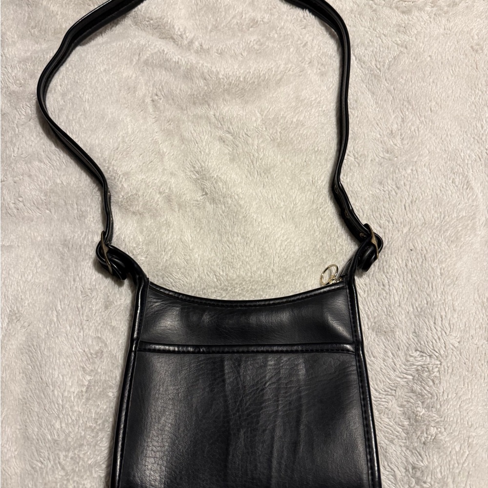 Vintage Coach Black Leather Bag with Gold Accents